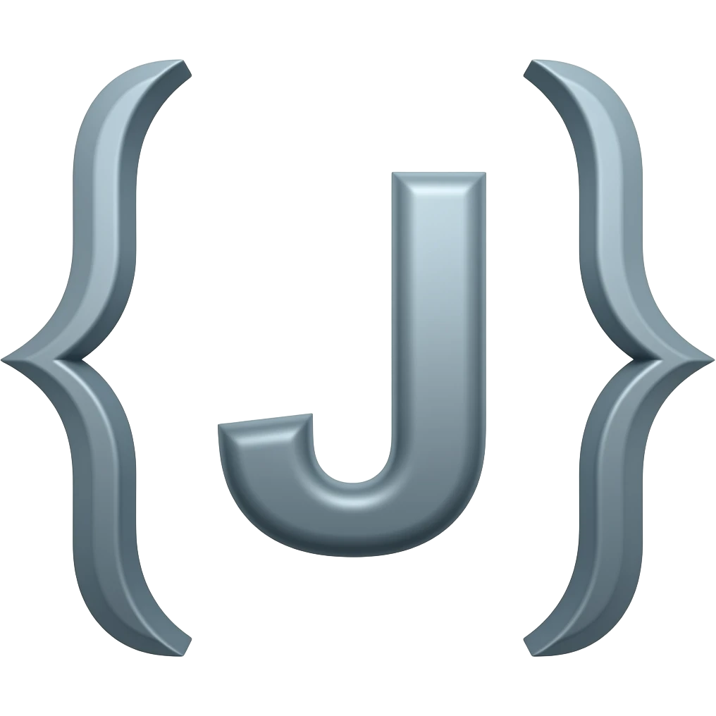 letter J in the middle of two curly braces emoji