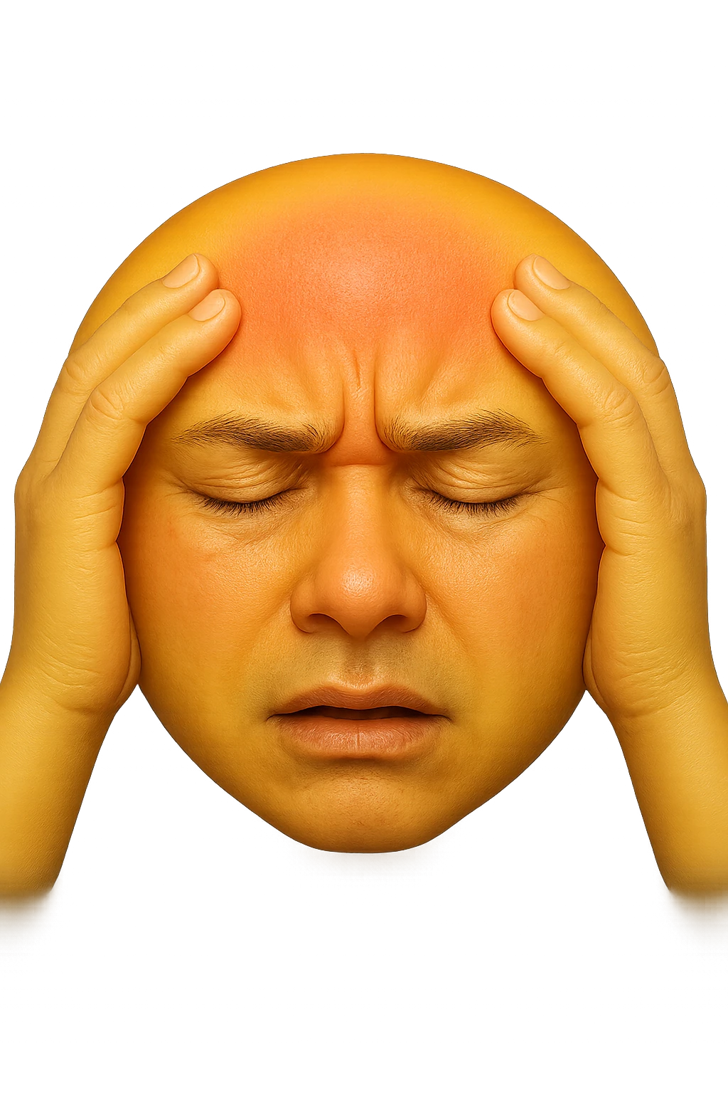 emoji stile iphone di faccina con mal di testa, iperrealistico 4k emoji