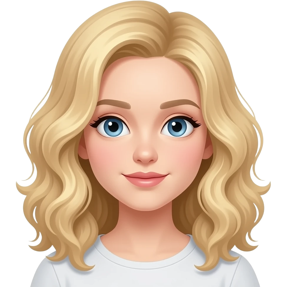 Fille blanche avec les cheveux blonds un peu bouclé et un peu ondulé emoji