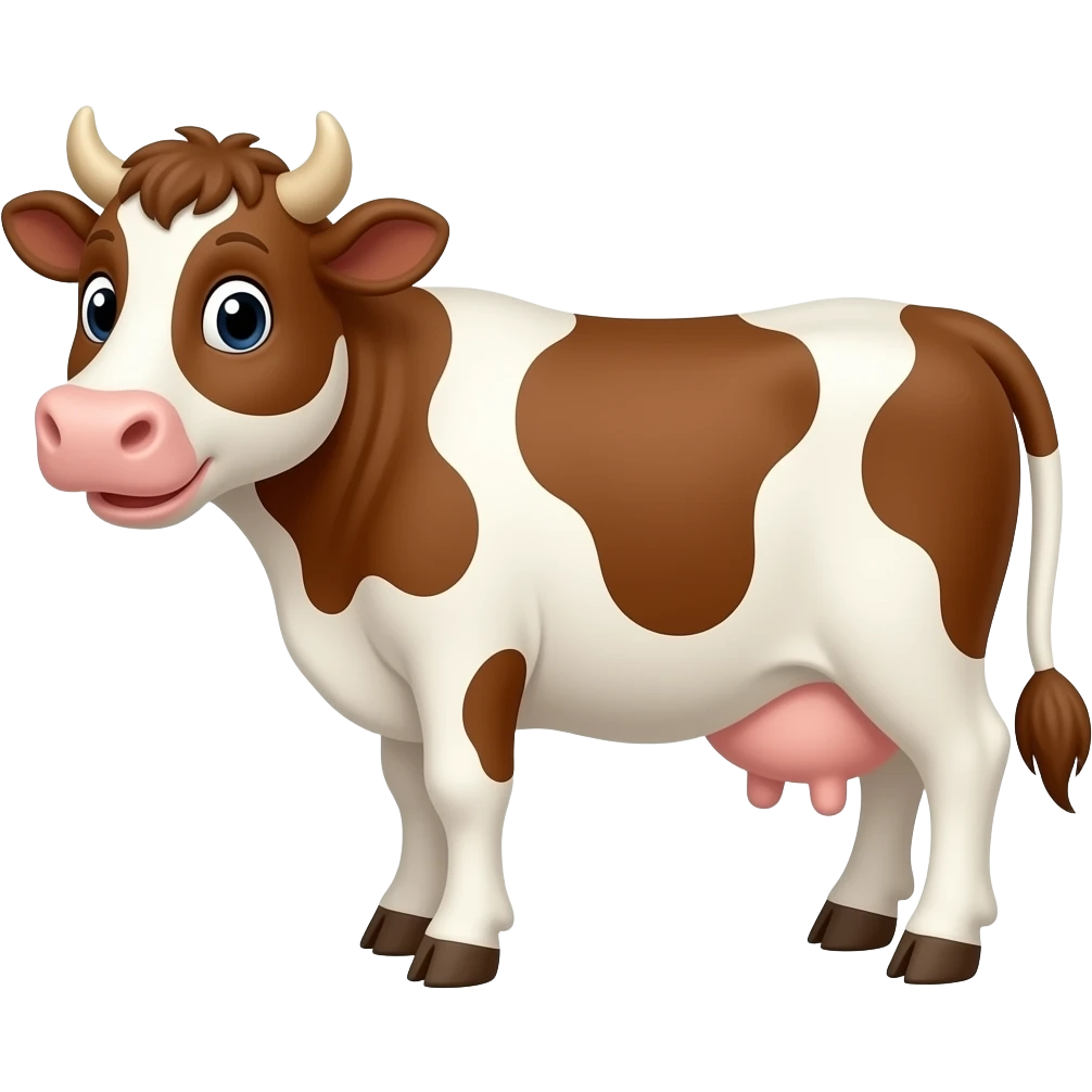 The cartoon brown and white cow emoji