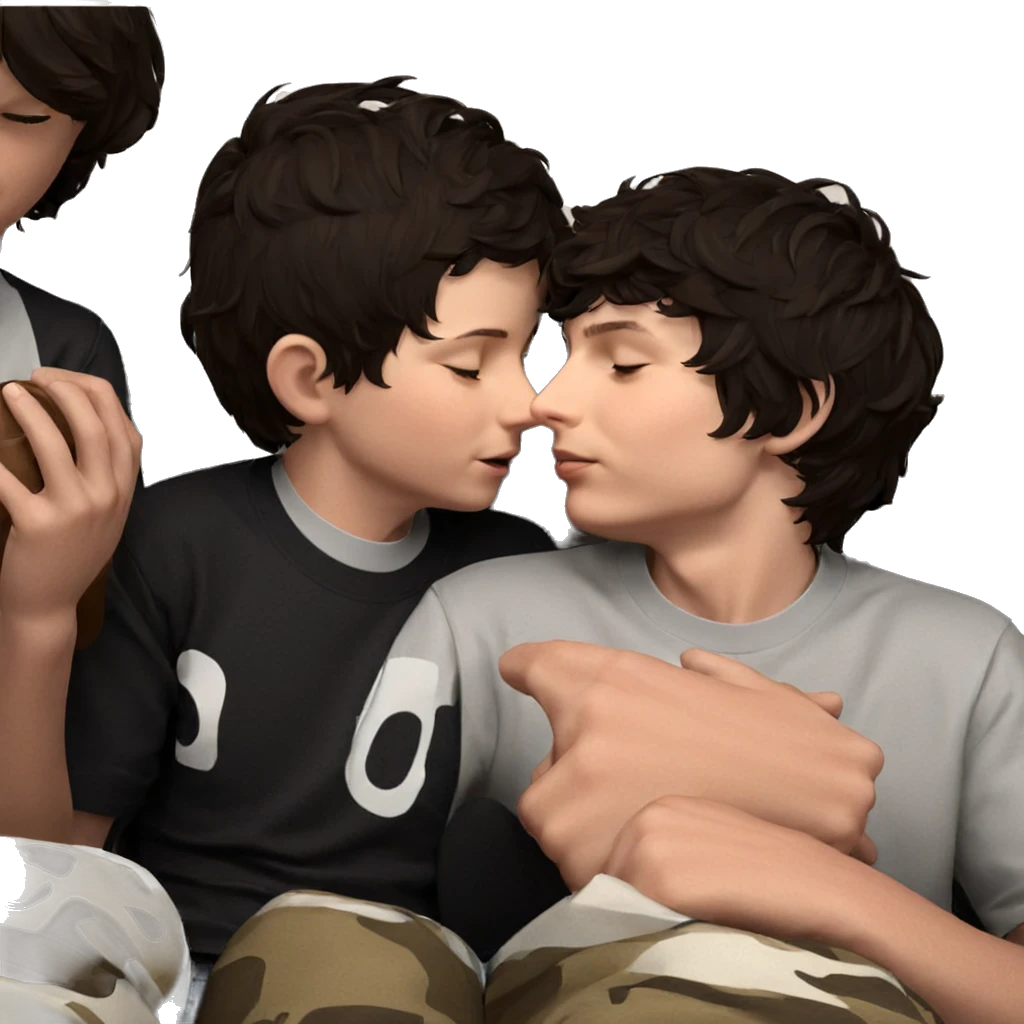two boys with closed eyes emoji