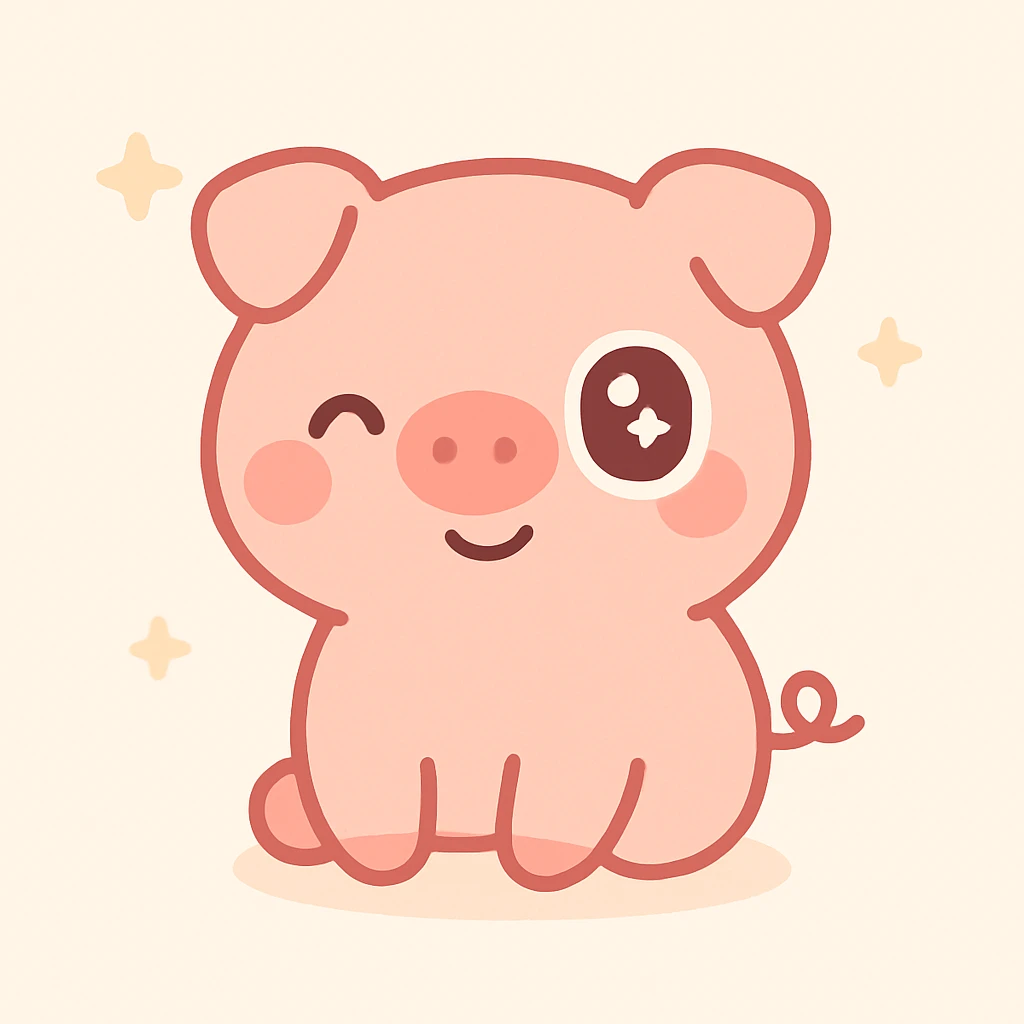 funny piggy, kawaii style, cute and bright emoji