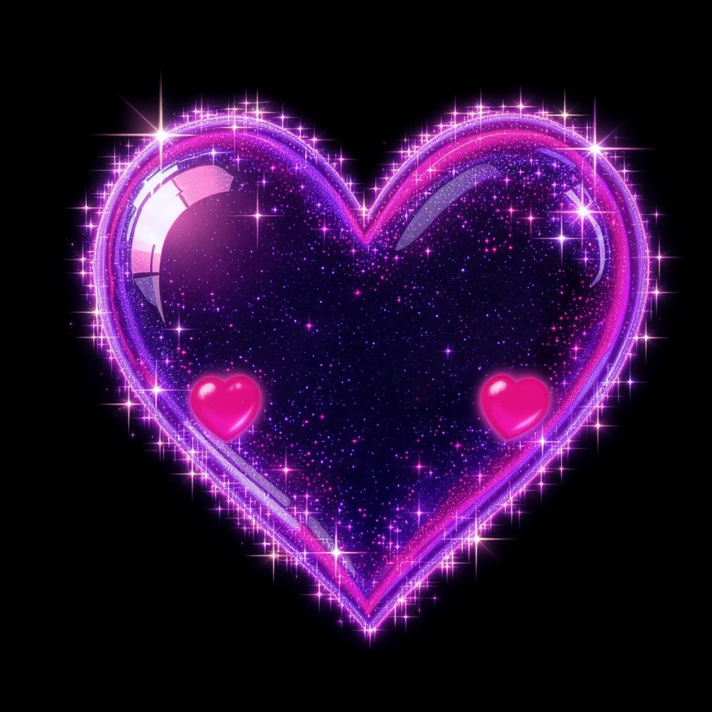 goth heart emoji, cute and shiny, with sparkles, no background emoji