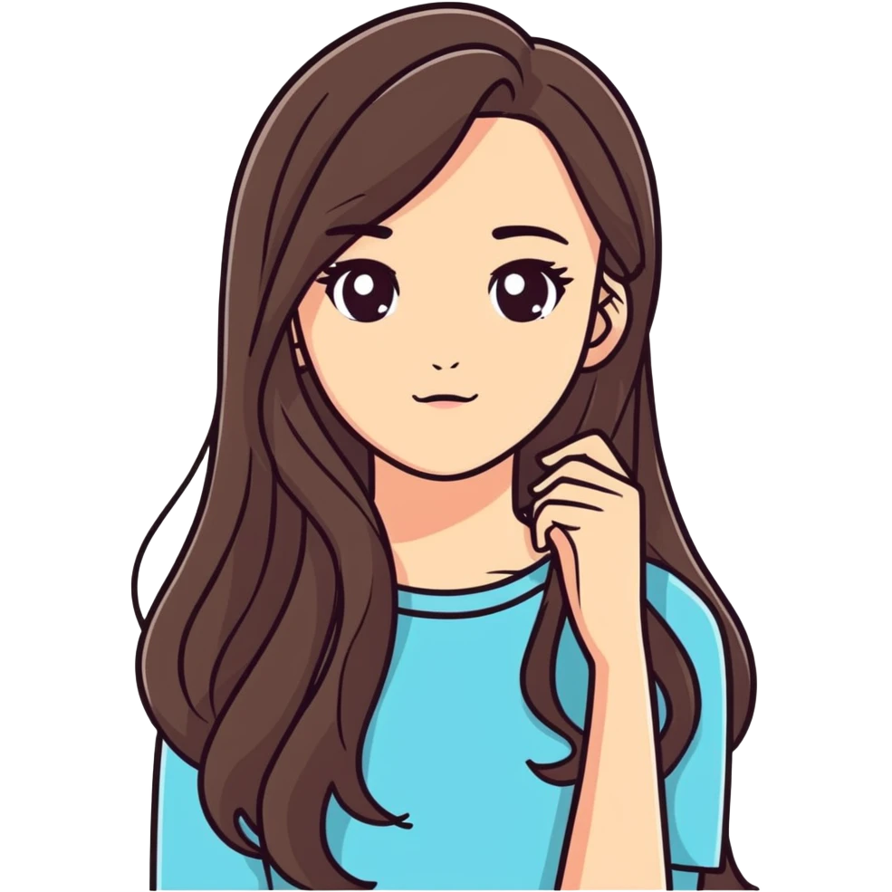 Pretty long hair brunette girl￼ emoji