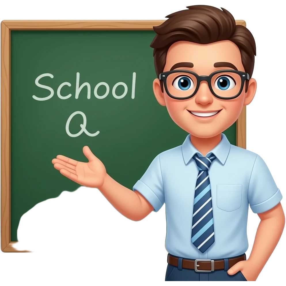 1 man presentation of a school project at the blackboard emoji