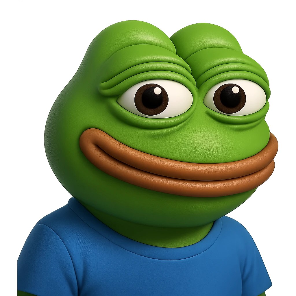 make a pepe in bright green smiling and looking straight at the camera in 3d style, good highlights and shadows, drop shadows emoji