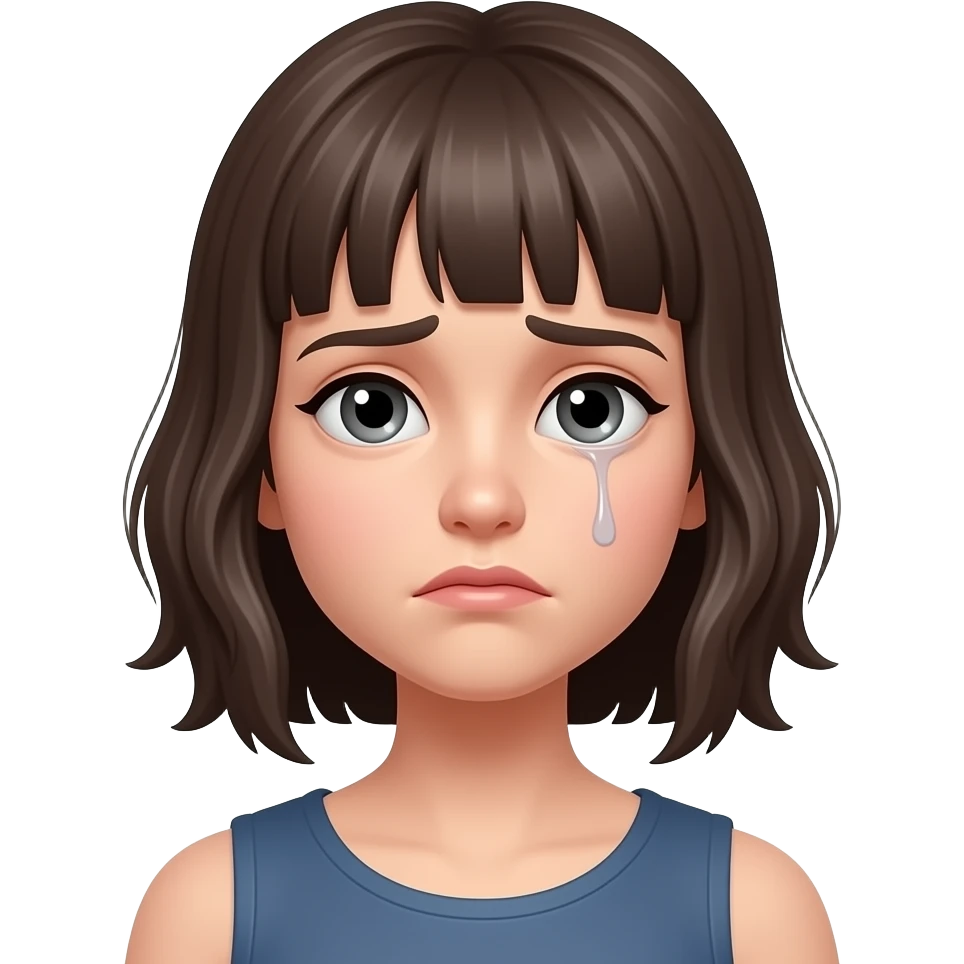 Sad Woman with bad crooked uneven haircut emoji