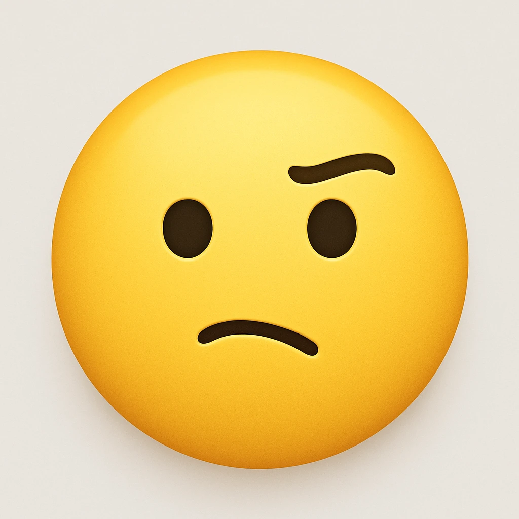 yellow face with raised eyebrow emoji