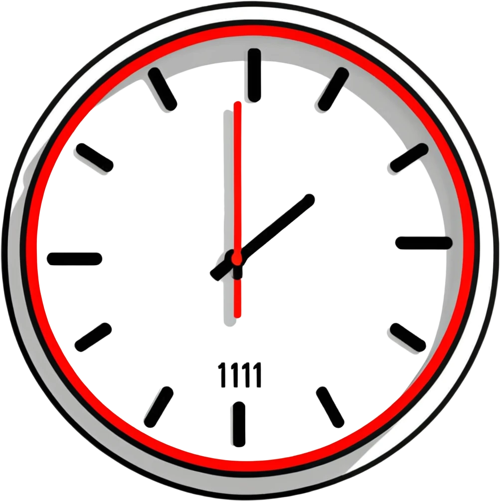 emoji with black background, '11:11' in red digital clock numbers, circular shape, no extra elements emoji