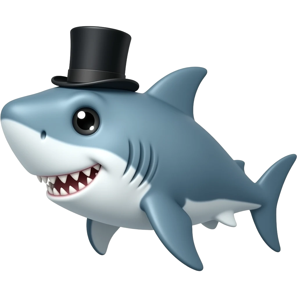 Shark with a top hat emoji