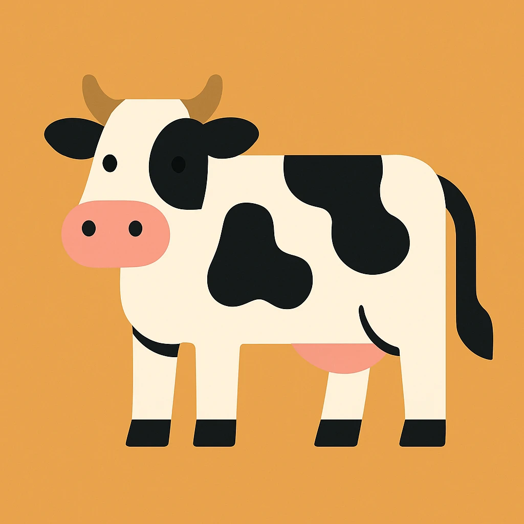 Flat design style cow emoji