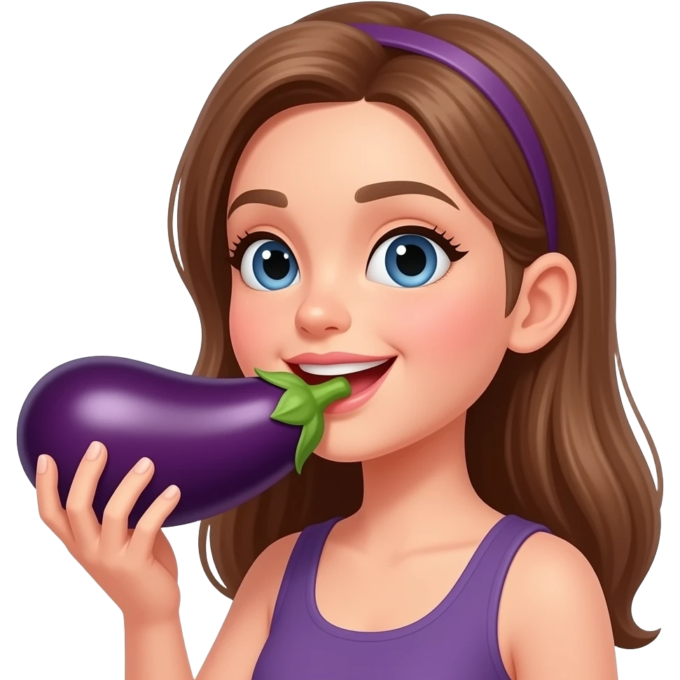 Fille qui lèche une aubergine sur un building. emoji