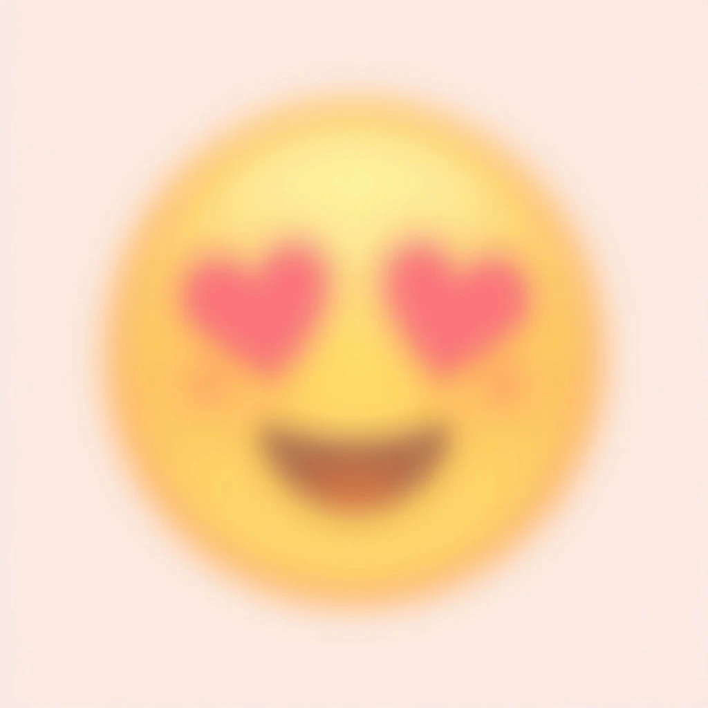 cute emoji, heart eyes, playful grin, pastel pink and yellow emoji