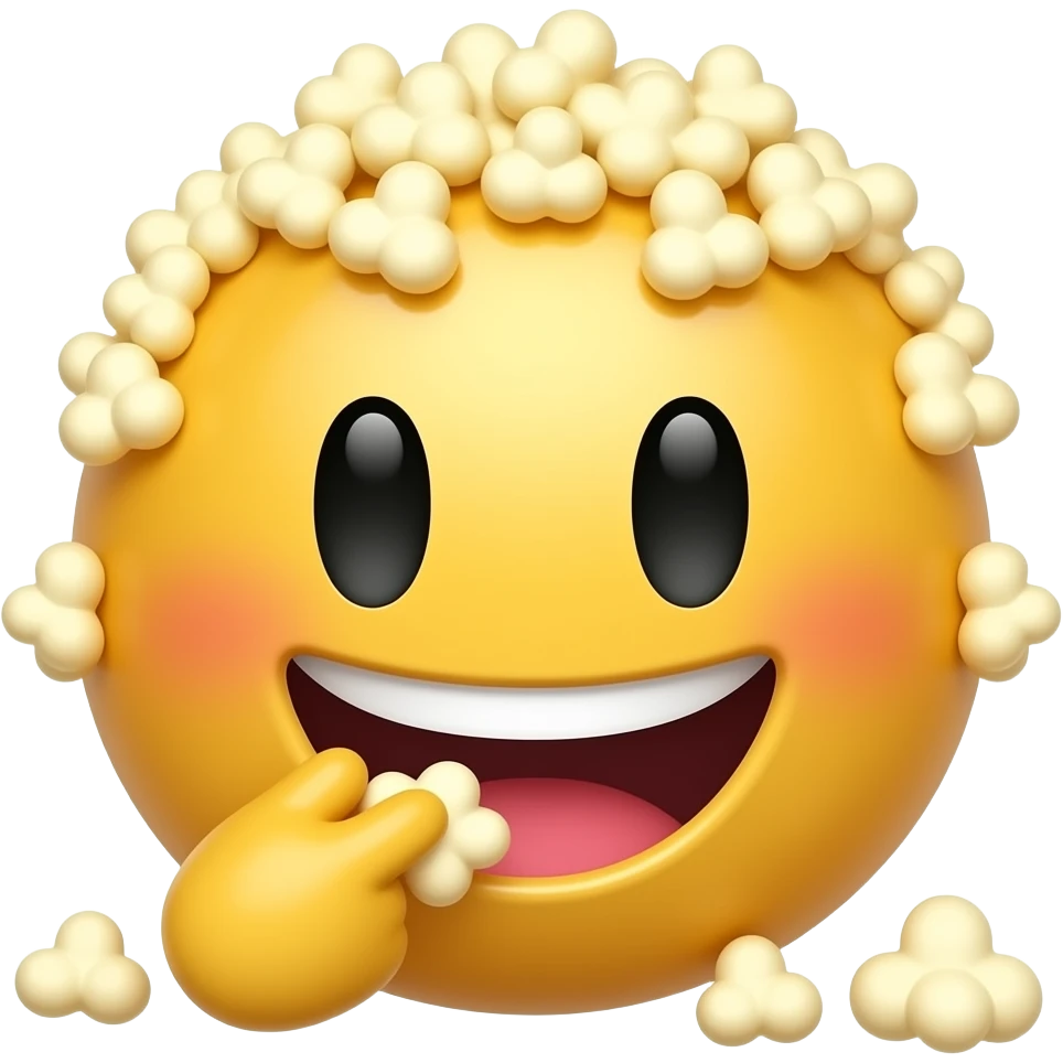 An emoji face with it eating popcorn emoji