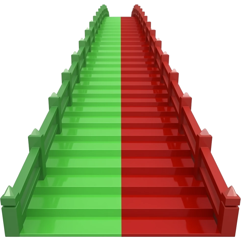 crea un emoji de un puente recto que la mitad del puente sea de color verde y la otra mitad de color rojo emoji
