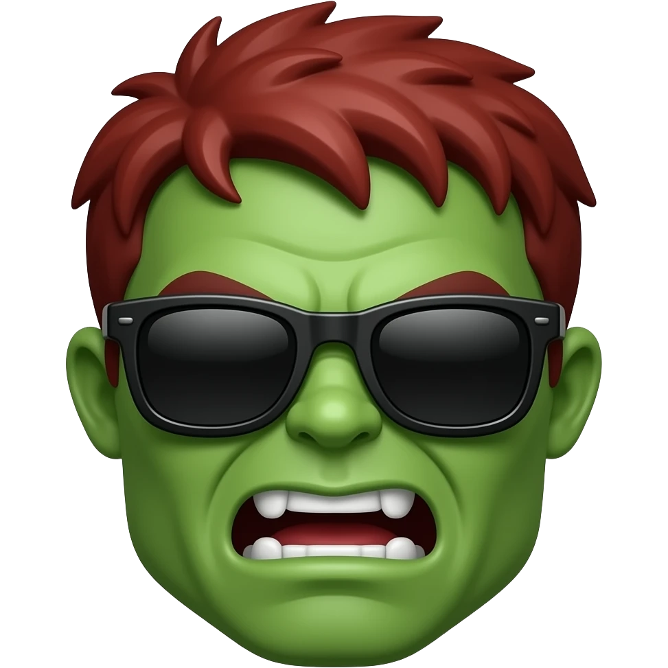 Zombie hulk with sun glasses and Red colour hairstyle face emoji
