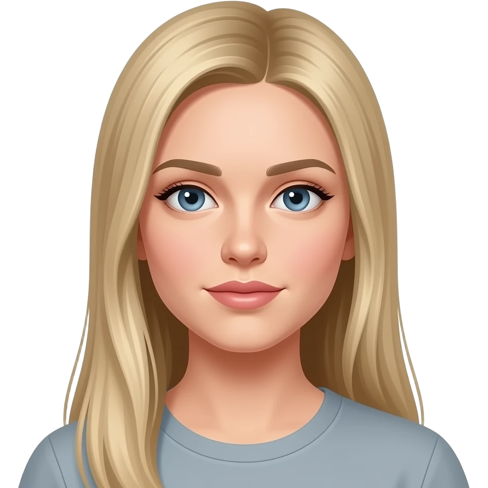 fai un set di emoji come soggetto una bella ragazza russa bionda capelli lisci lunghi e occhi chiari e molto pensierosa emoji