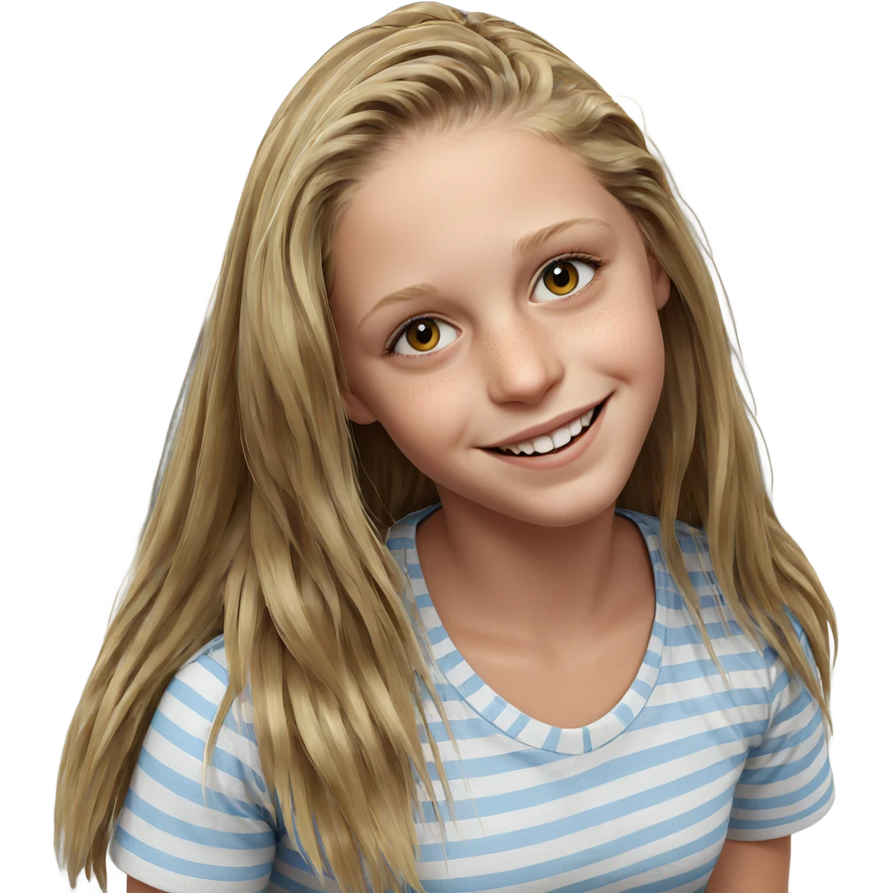 smiling girl in striped shirt emoji