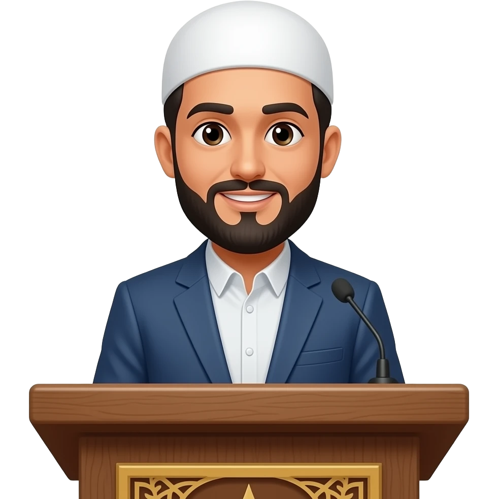 мужчина мусульмани  проповедует в мечете за кафедрой emoji