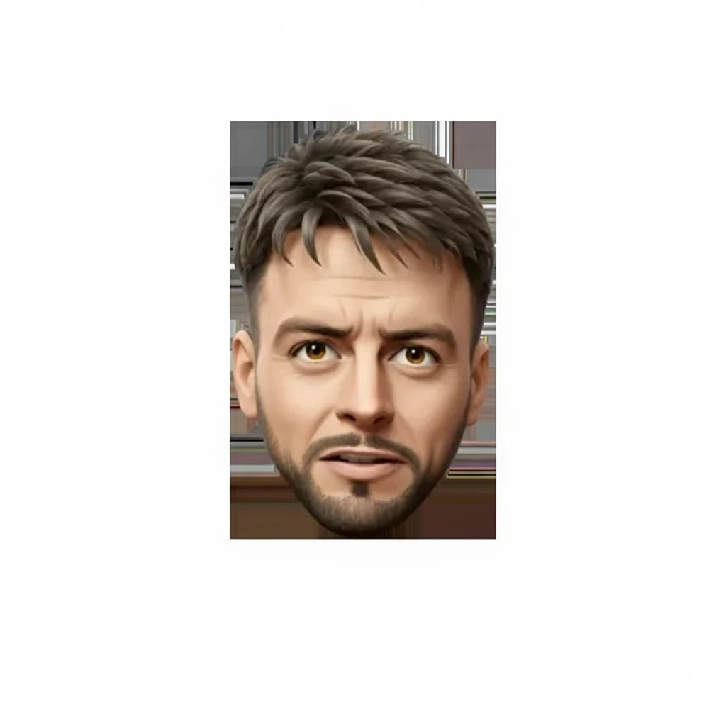 нарисуй этого человека тревожным  лицом, без фона emoji