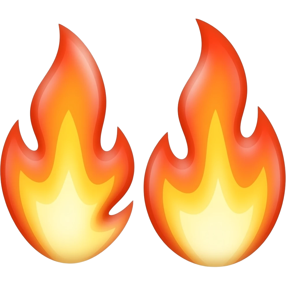 Two flames dancing with each other emoji