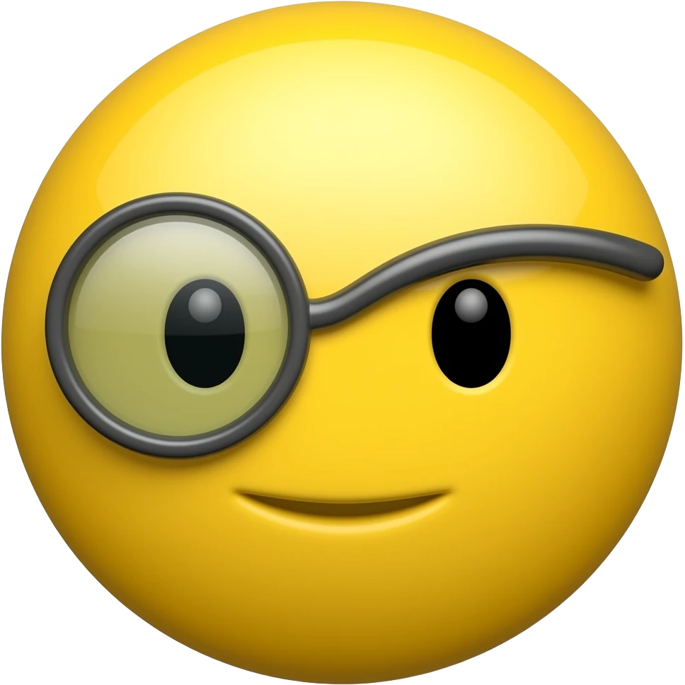 Yellow circle having a face with no eyebrows and nose and having a monocle emoji