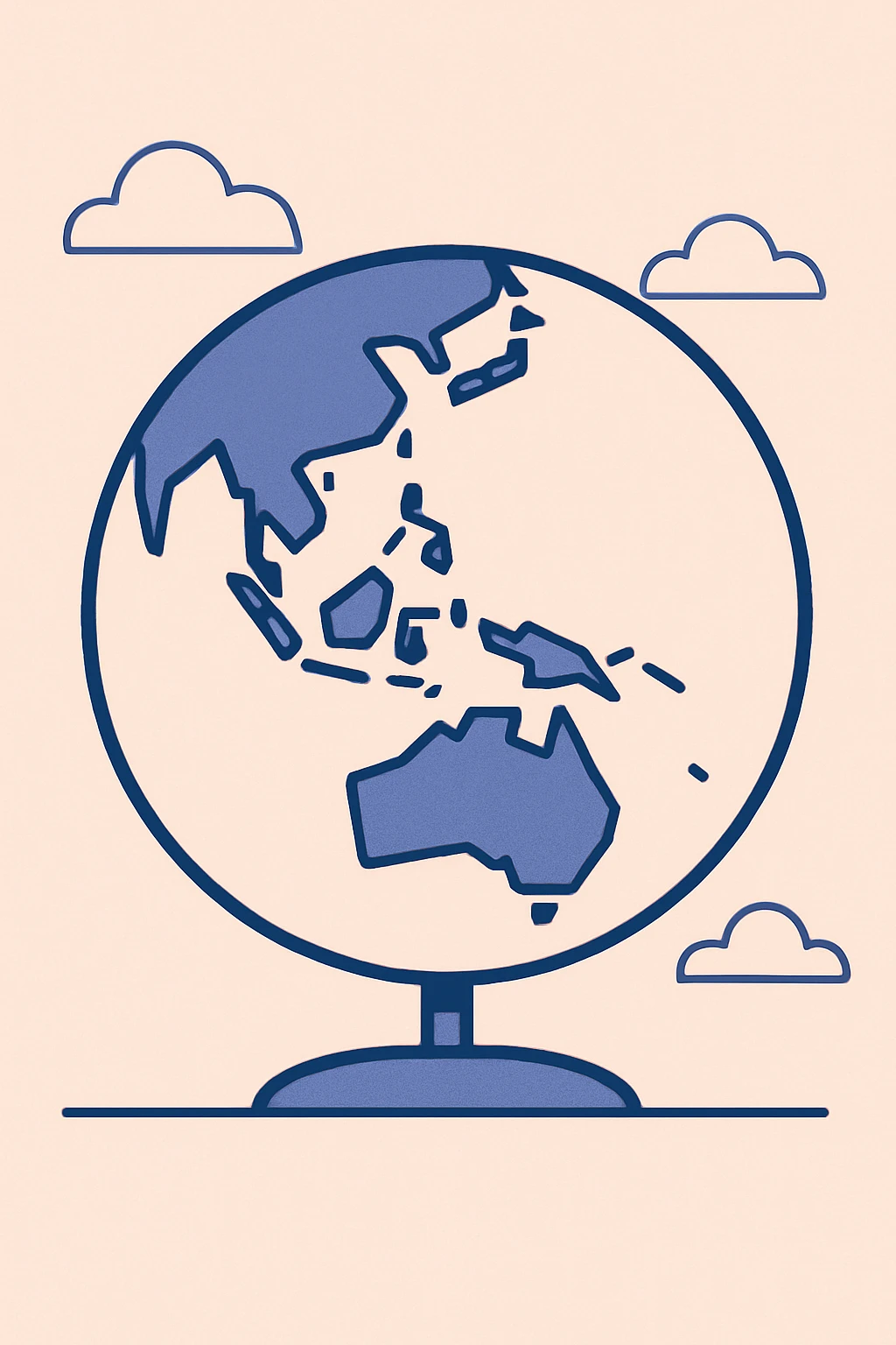 blue globe showing the world with Australia in view, clean and modern style emoji