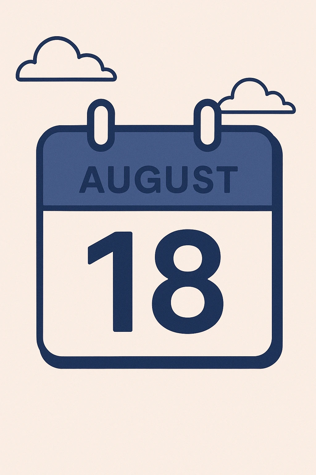 minimalist calendar block, date August 18, clean design emoji