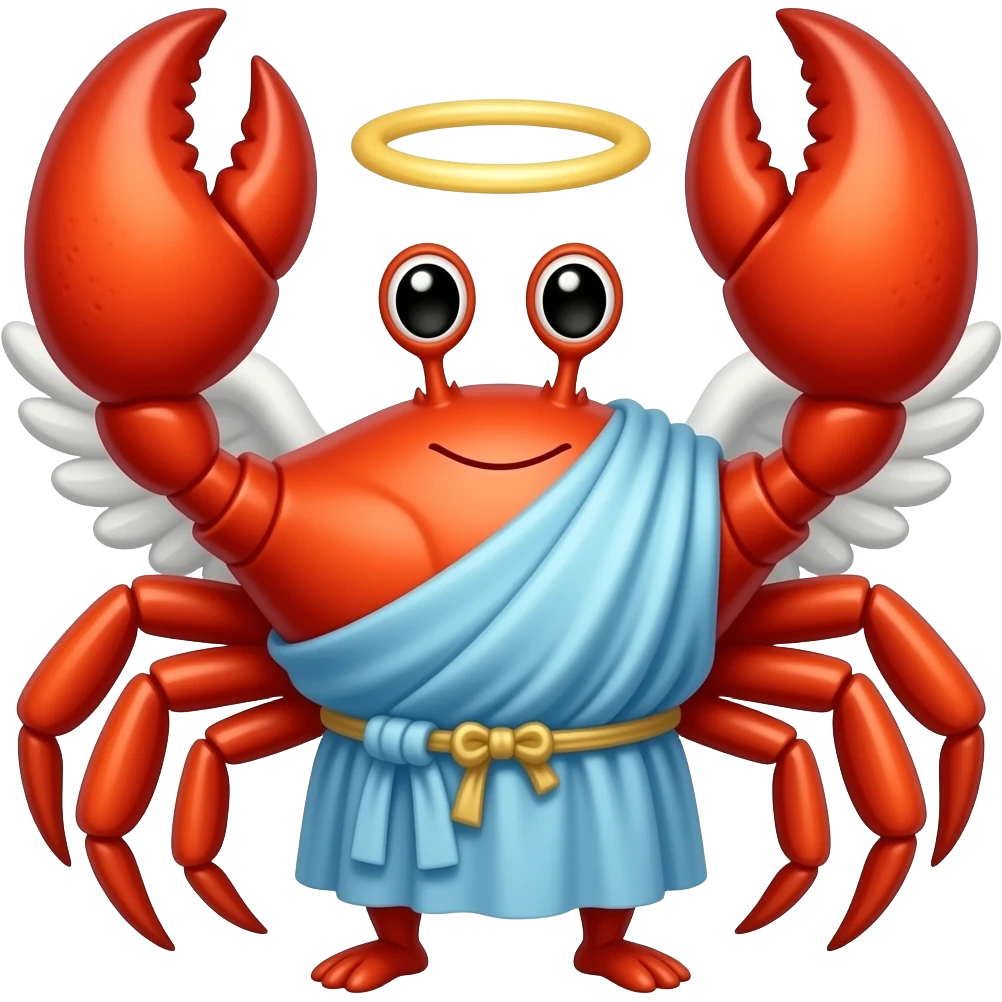 Crab with toga and angel horns and angel wings emoji