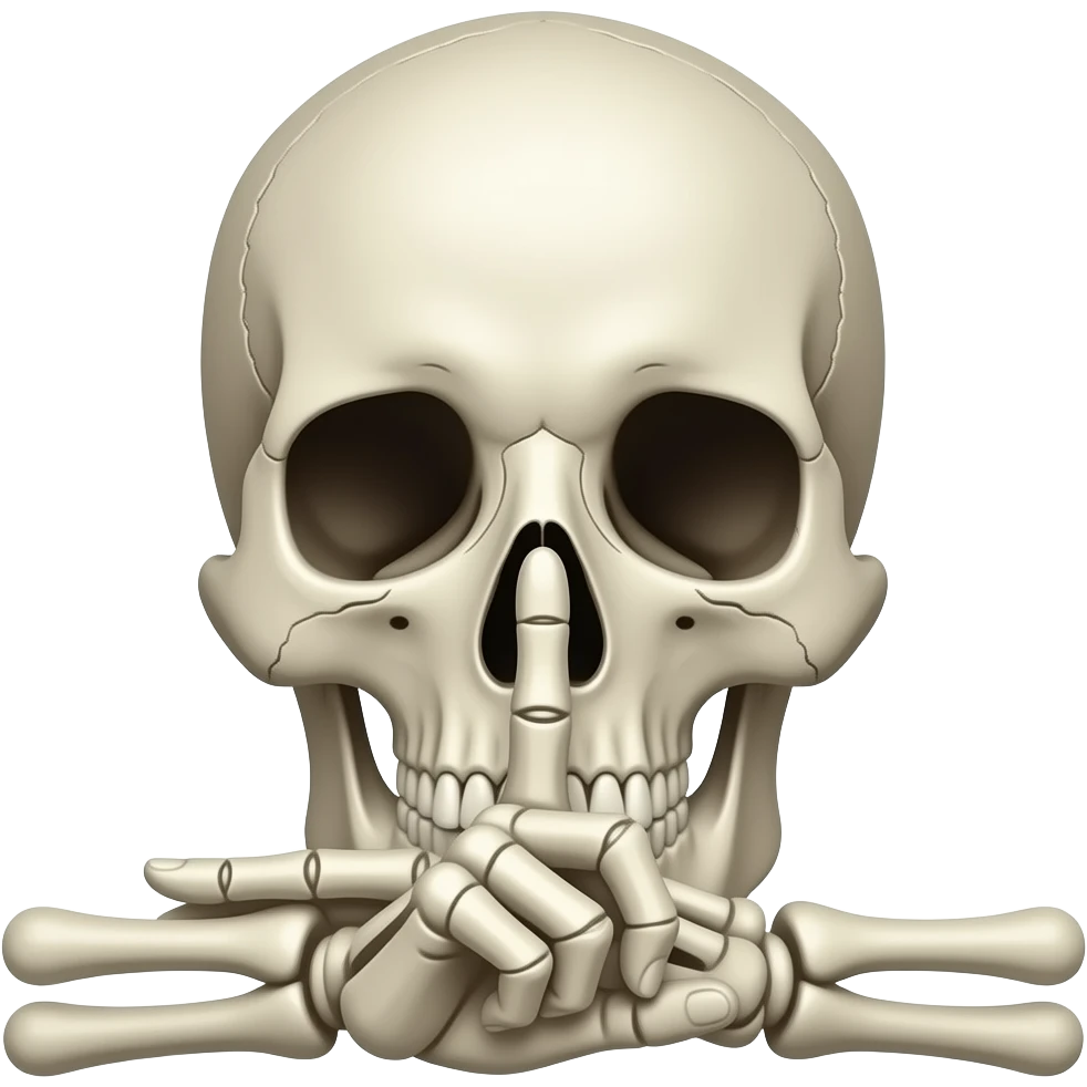 Skull shushing face emoji