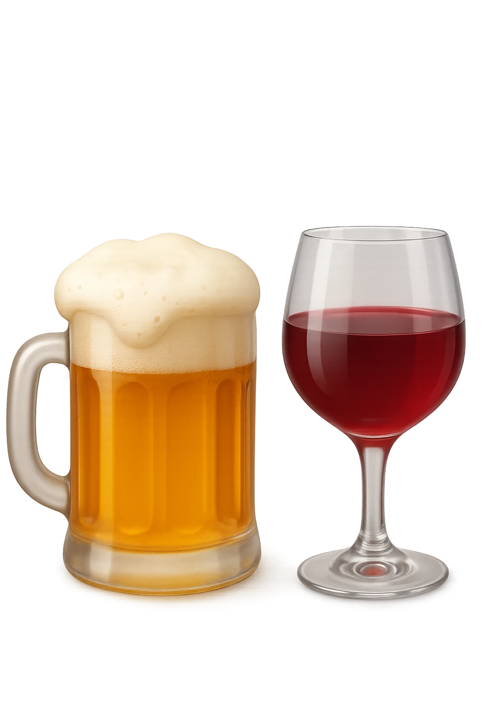 emoji 3d stile iphone che rappresenta un boccale di birra e un calice di vino rosso 3d emoji