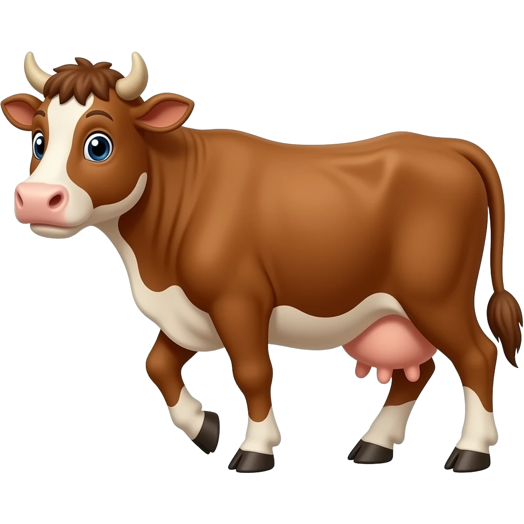 Cartoon brown cow walks emoji