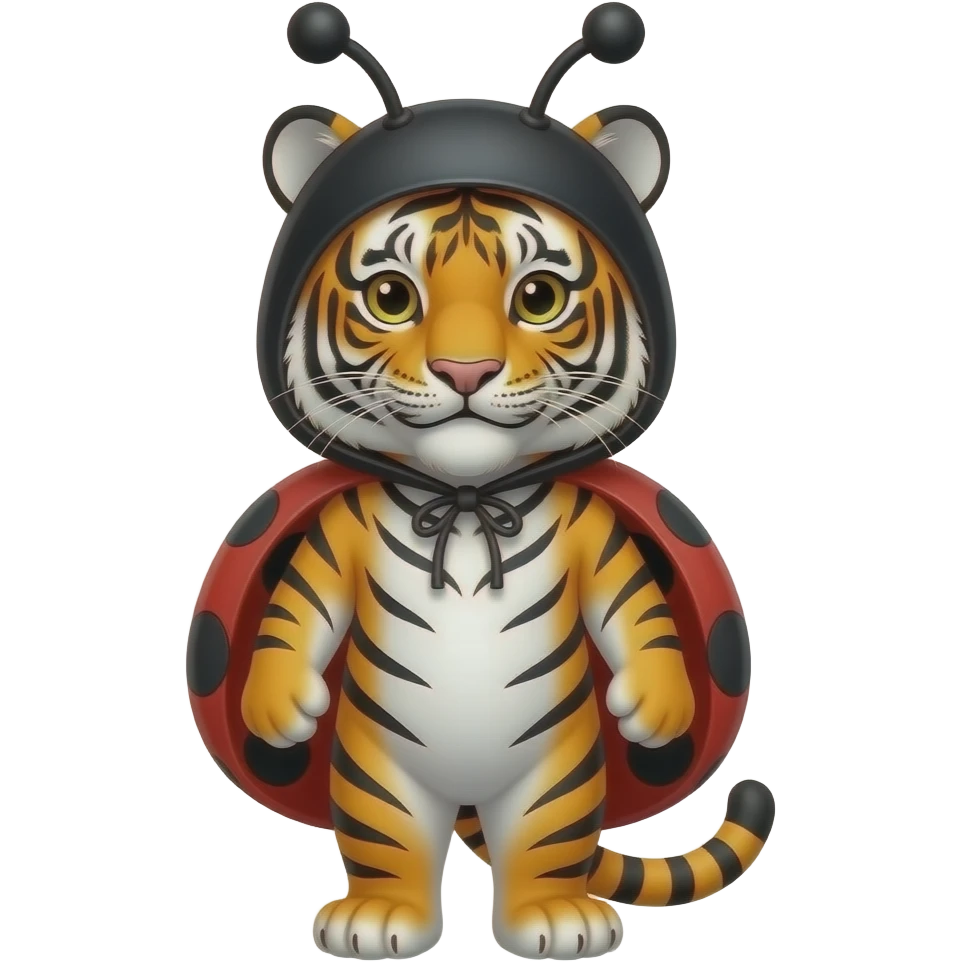Tiger in a ladybug costume emoji