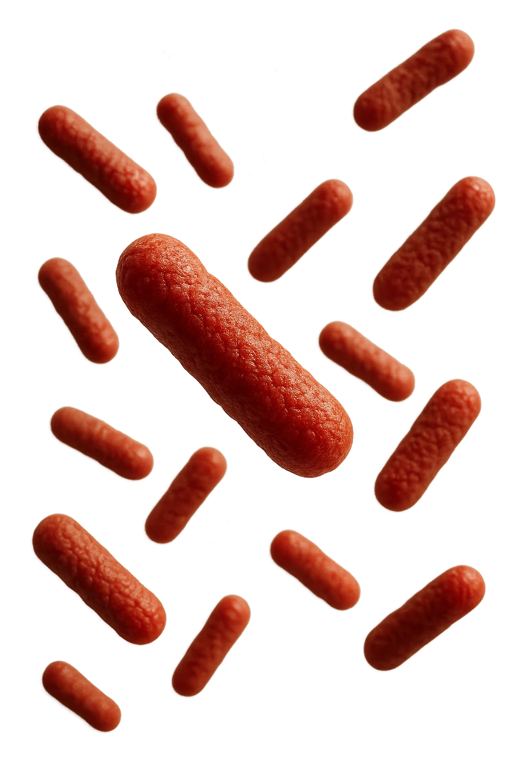 batteri intestinali anatomici realistici rossi fluttuano in aria, iperrealistico 4k emoji