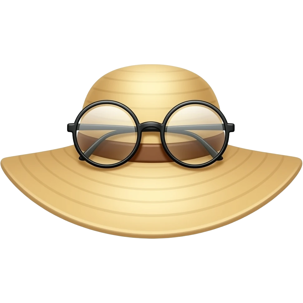 hat with glasses on the beach emoji