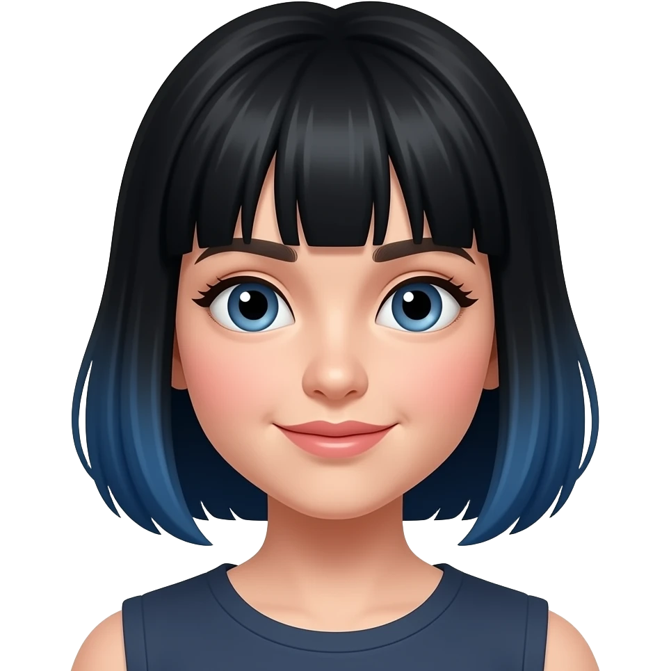 I want a vidéo of a girl with black long hair and the it cut to be short navy blue hair emoji