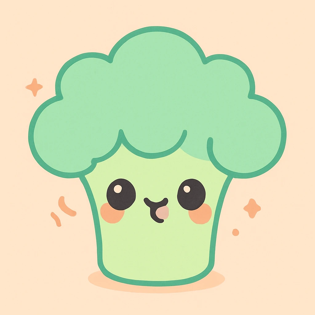 spicy broccoli, kawaii style emoji