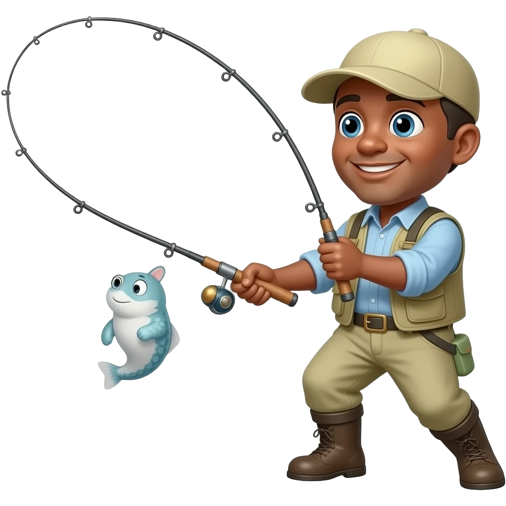 a black fishermen throwing his fishing pole in the air emoji