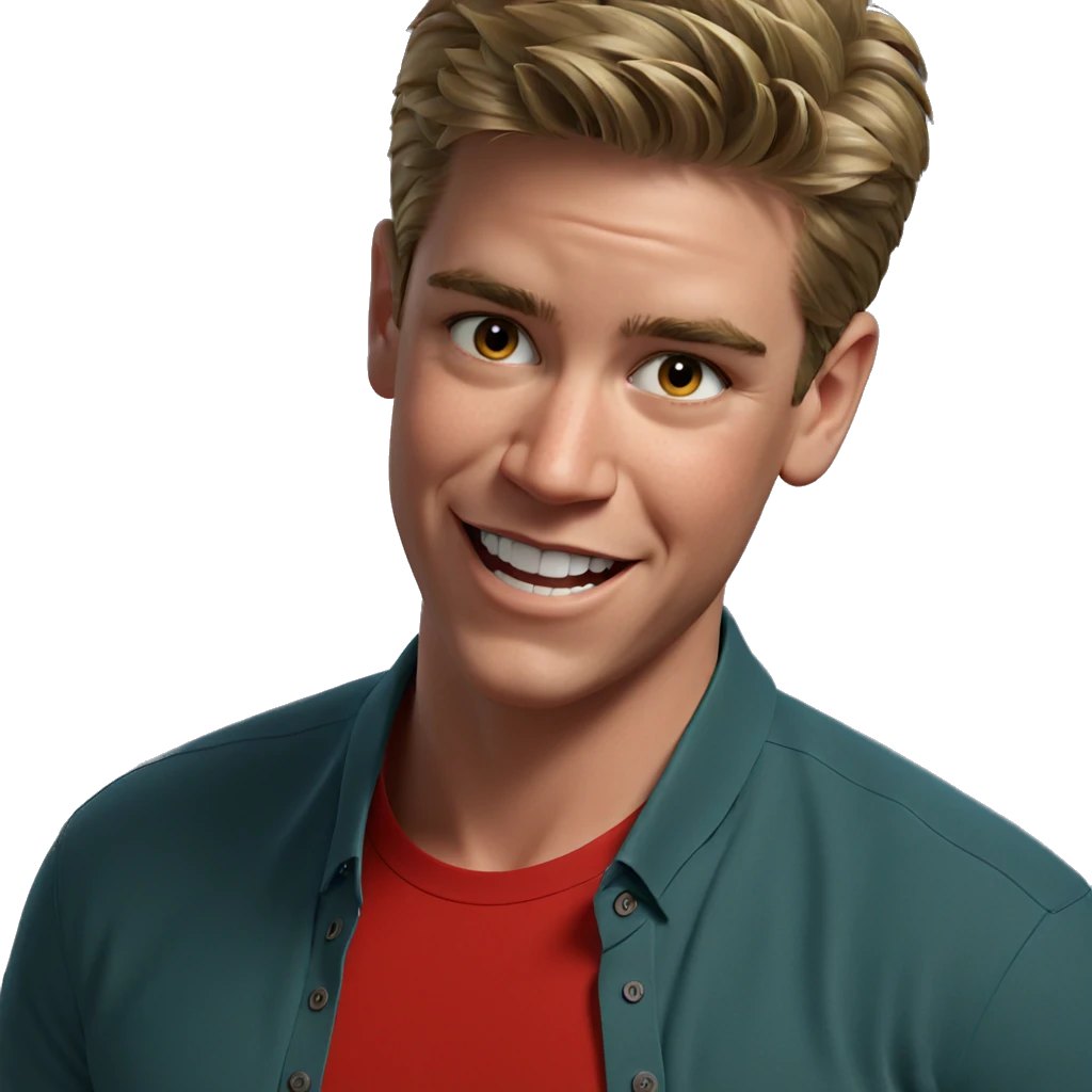 happy boy in red shirt emoji