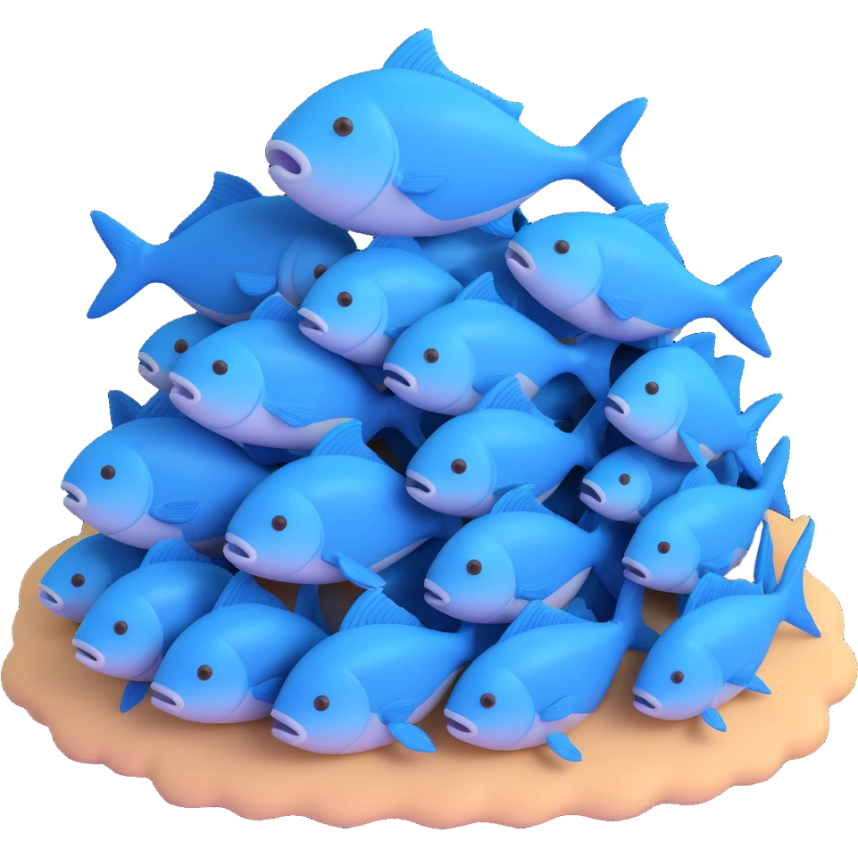 large pile of blue fish emoji