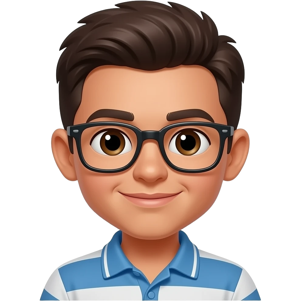 un chico con una poya gigante emoji