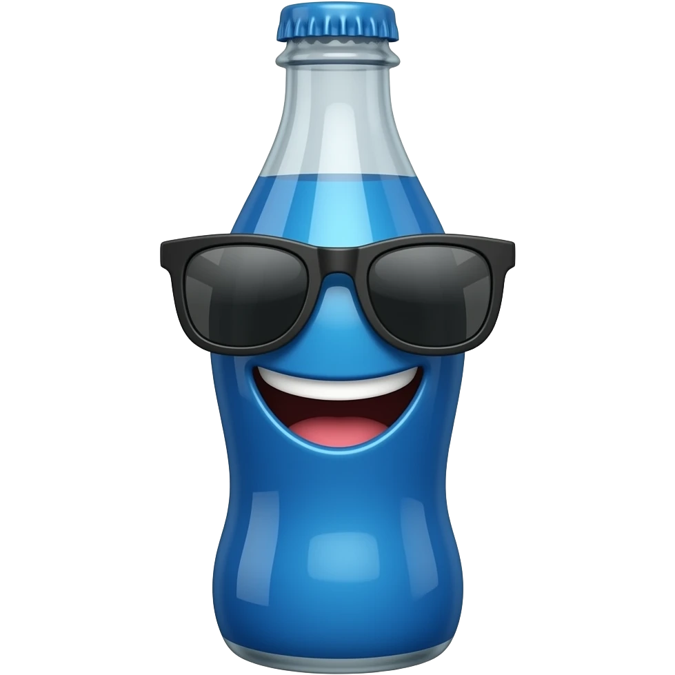 blue cola with sun glasses and with a happy expression emoji