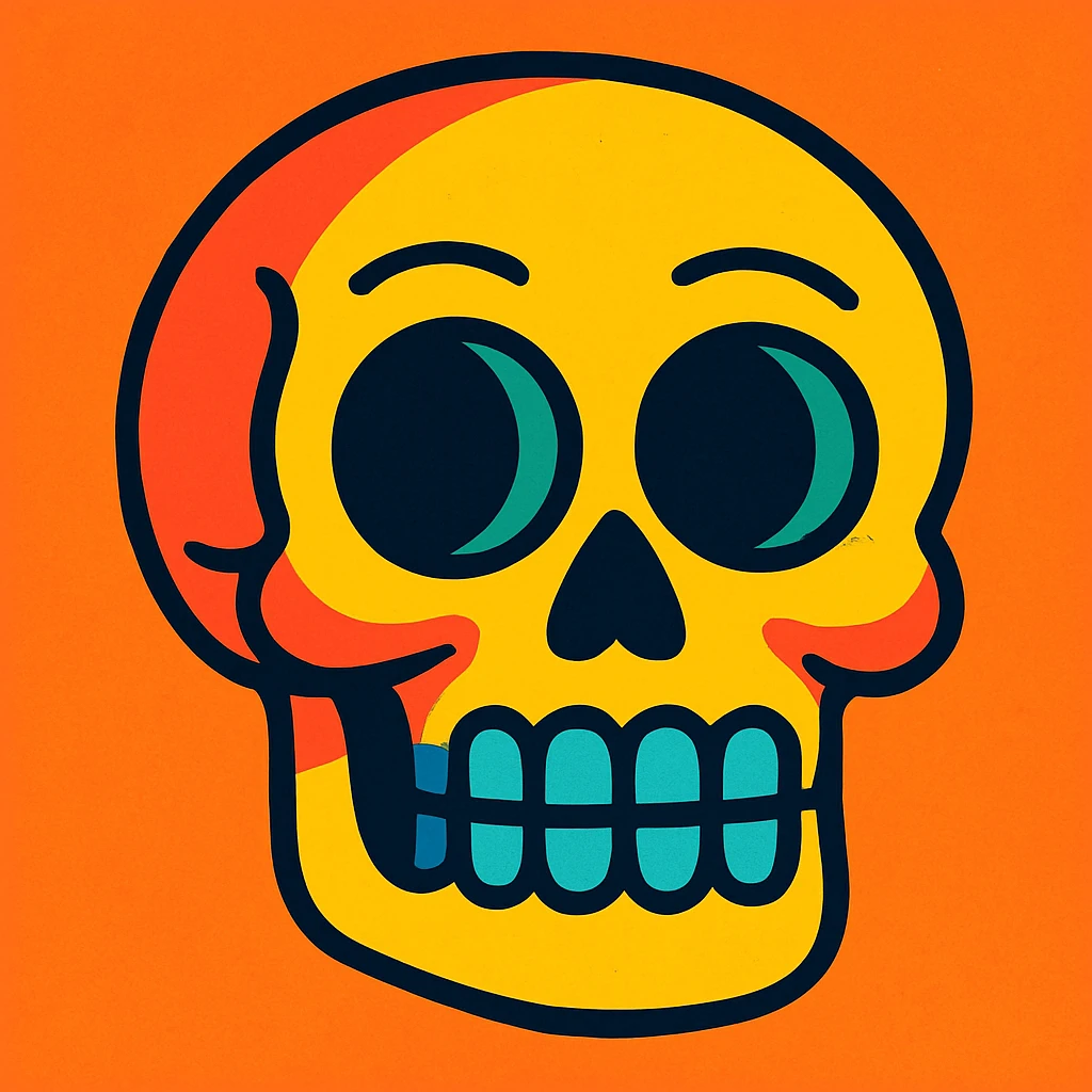 skull, vibrant cartoon style emoji