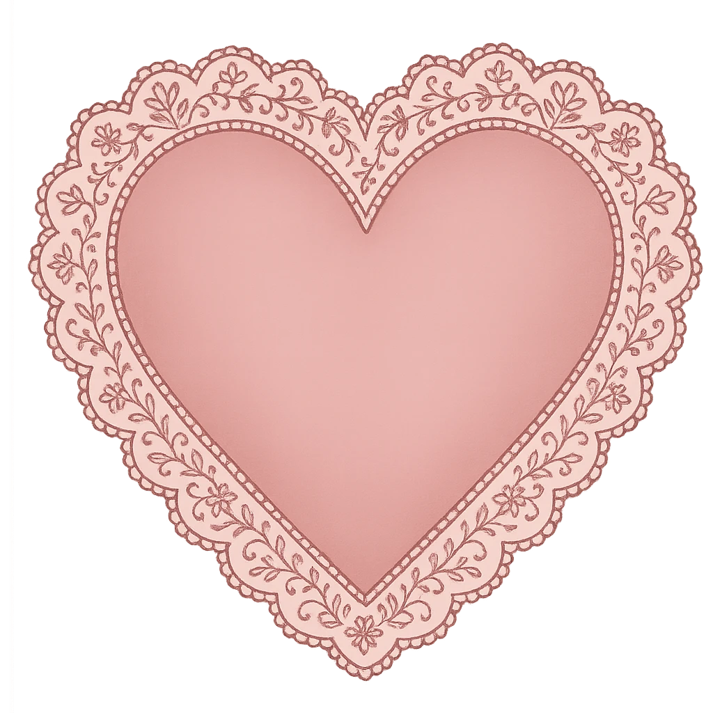heart with a pink lace border, clean digital illustration, no background emoji