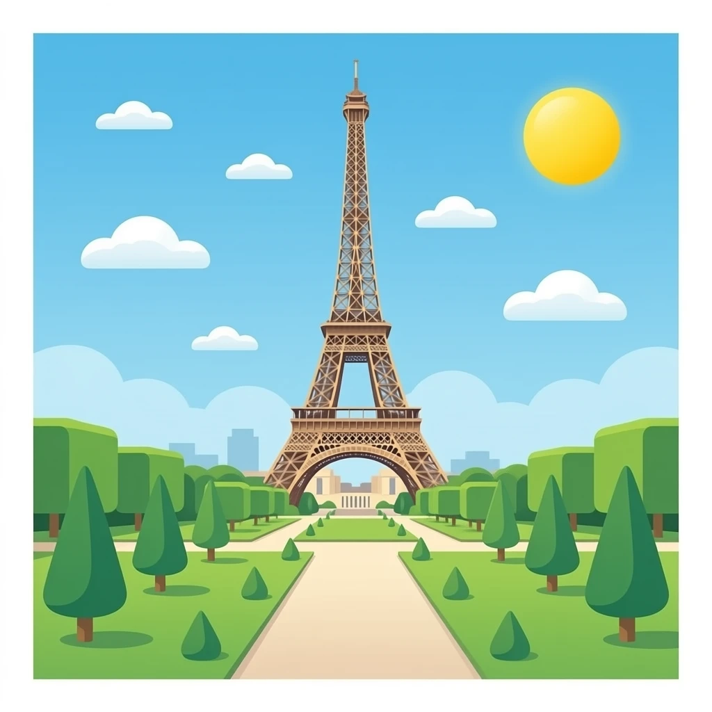 Statue of library and Eiffel tower emoji