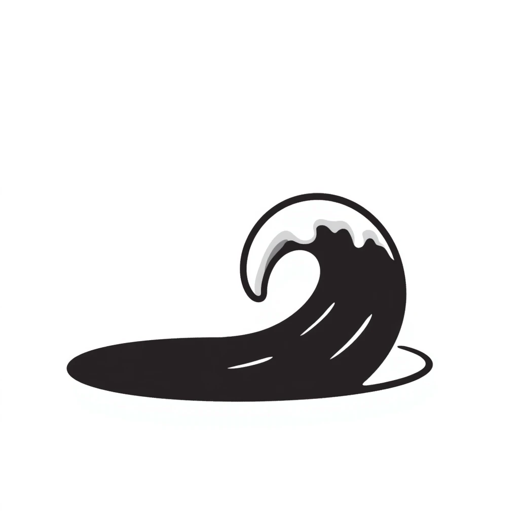 notion style hand drawn doodle of a simple ocean wave emoji