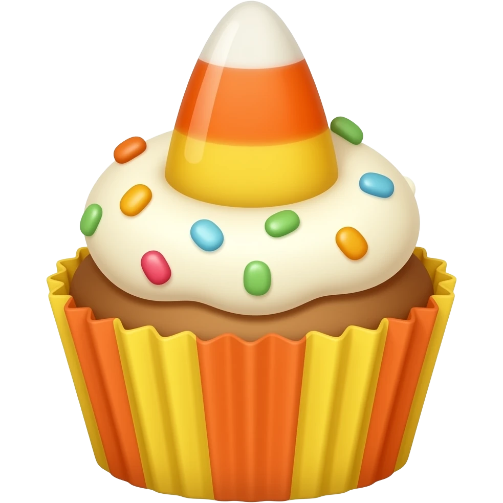 Candy corn with the cupcake emoji