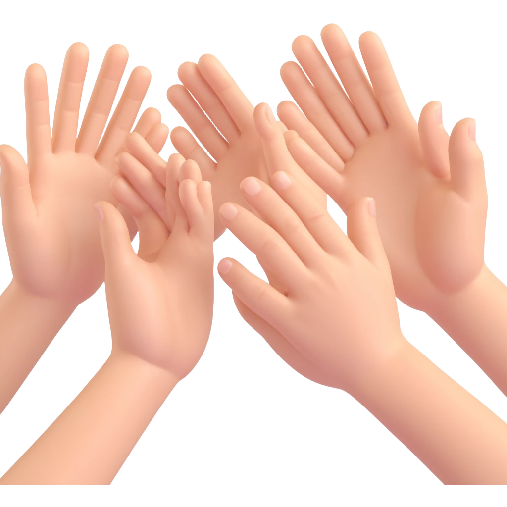 yellow emoji style Realistic hands clapping, joyful celebration, focus on hands, motion blur, bright background emoji