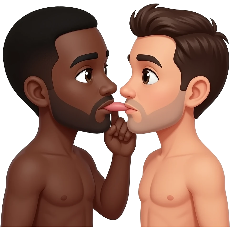 a  naked black man with a brown man touching their boners emoji