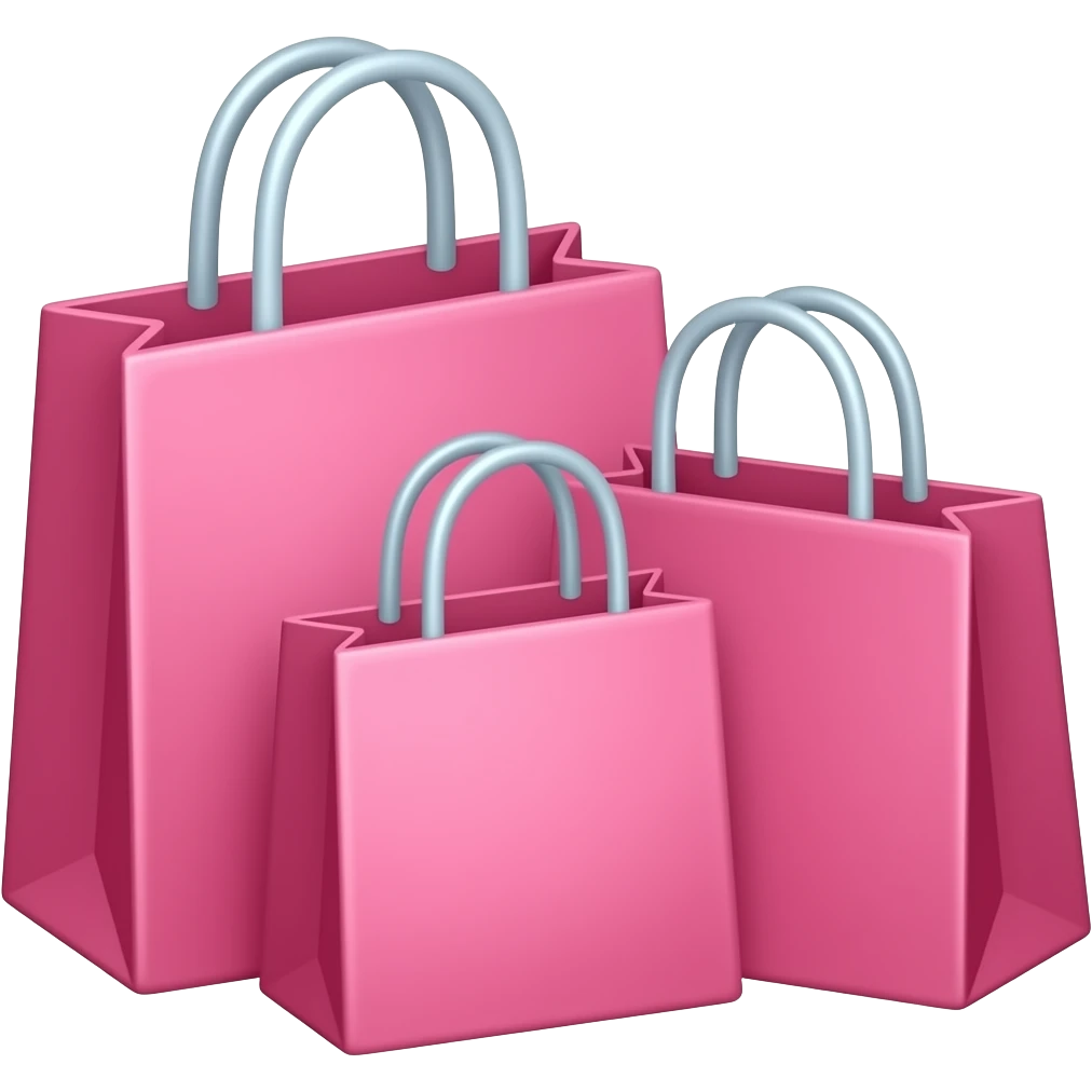 Tres sacolas rosas de compra emoji